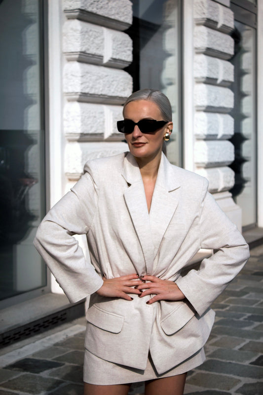 LINEN OVERSIZED JACKET WITH RELAXED FIT