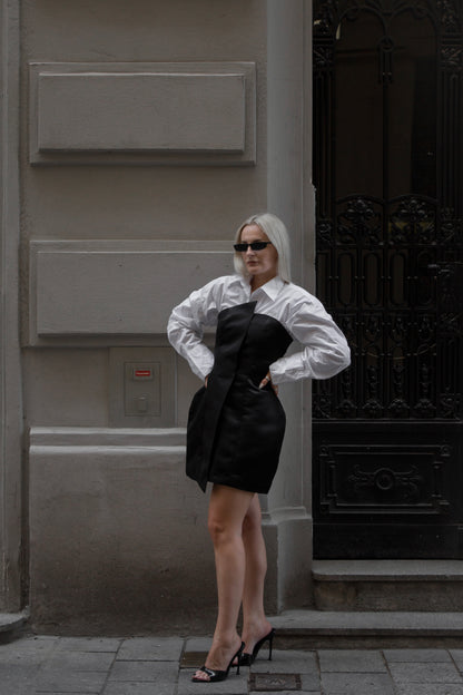 TAILORED STRAPLESS MINI DRESS